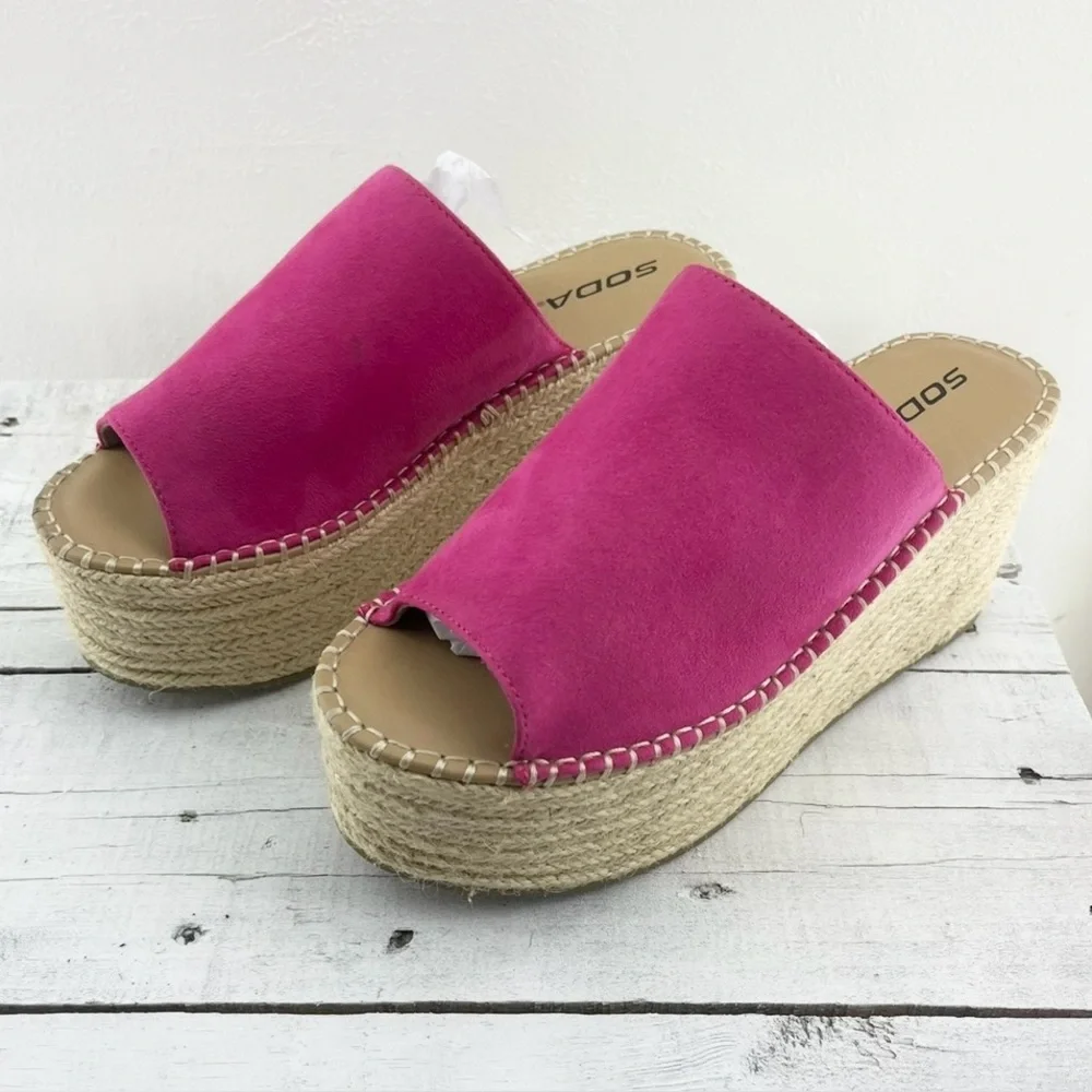 EUC Hot Pink Soda Platform Espadrille Size 9